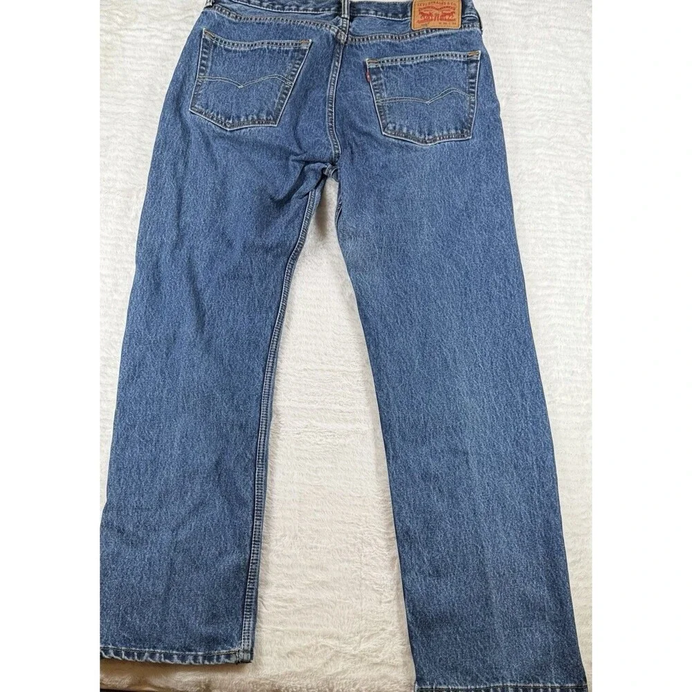 Levis 505 Regular Fit Straight Leg Jeans Mens 36x34 Medium Wash Blue Denim